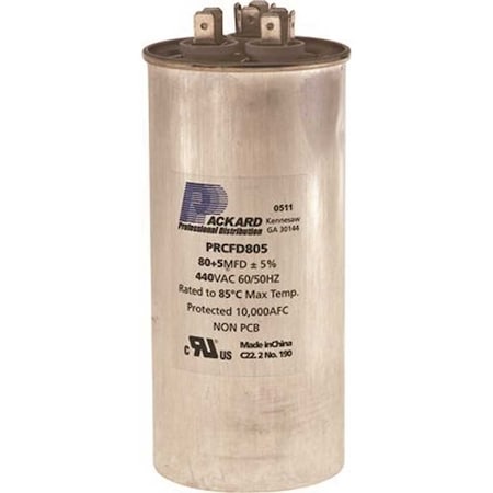 Packard Titan 440/370-Volt 80+5 MFD Round Pro Run Capacitor TRCFD805